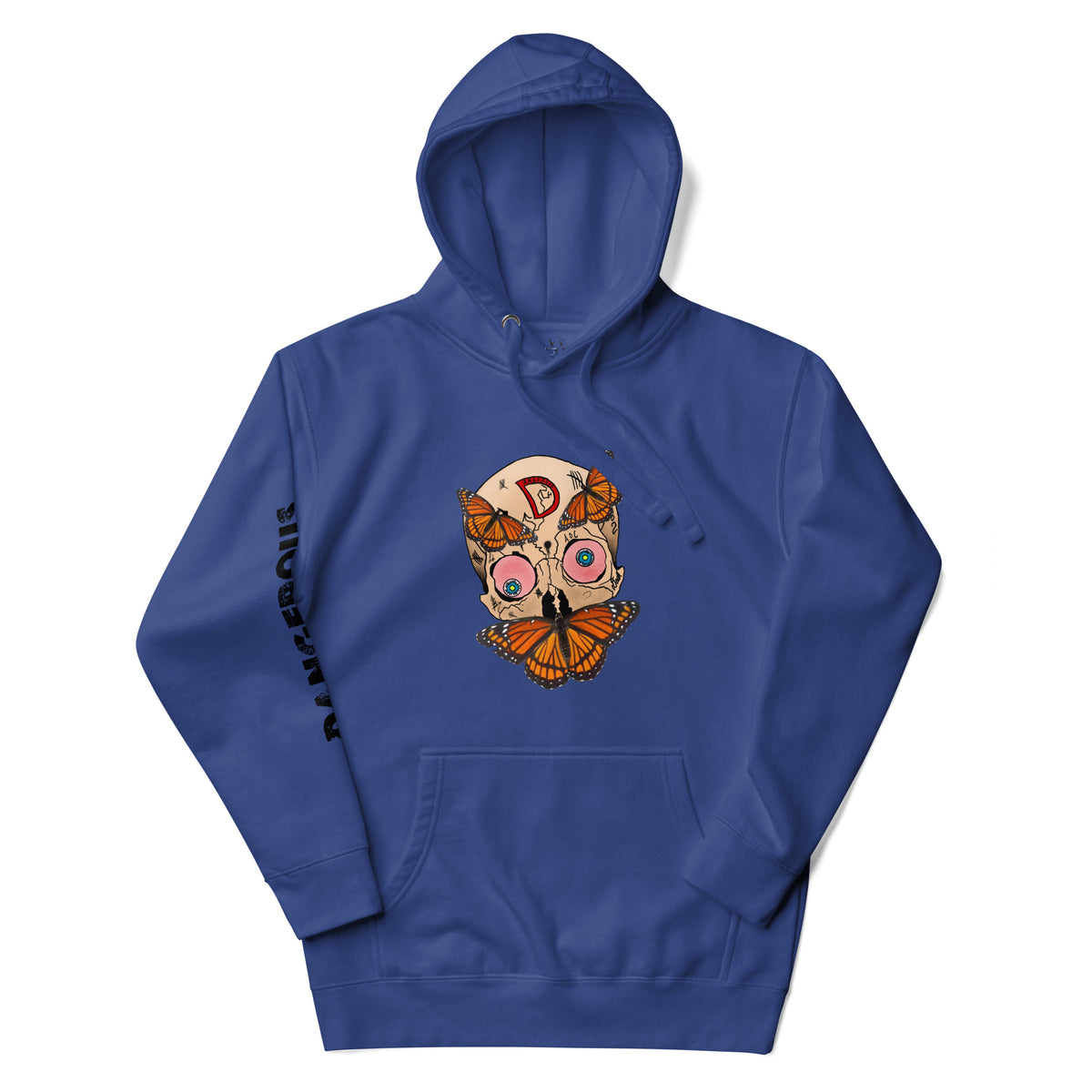 Monarch Skull Unisex Hoodie in team royal blue, front view