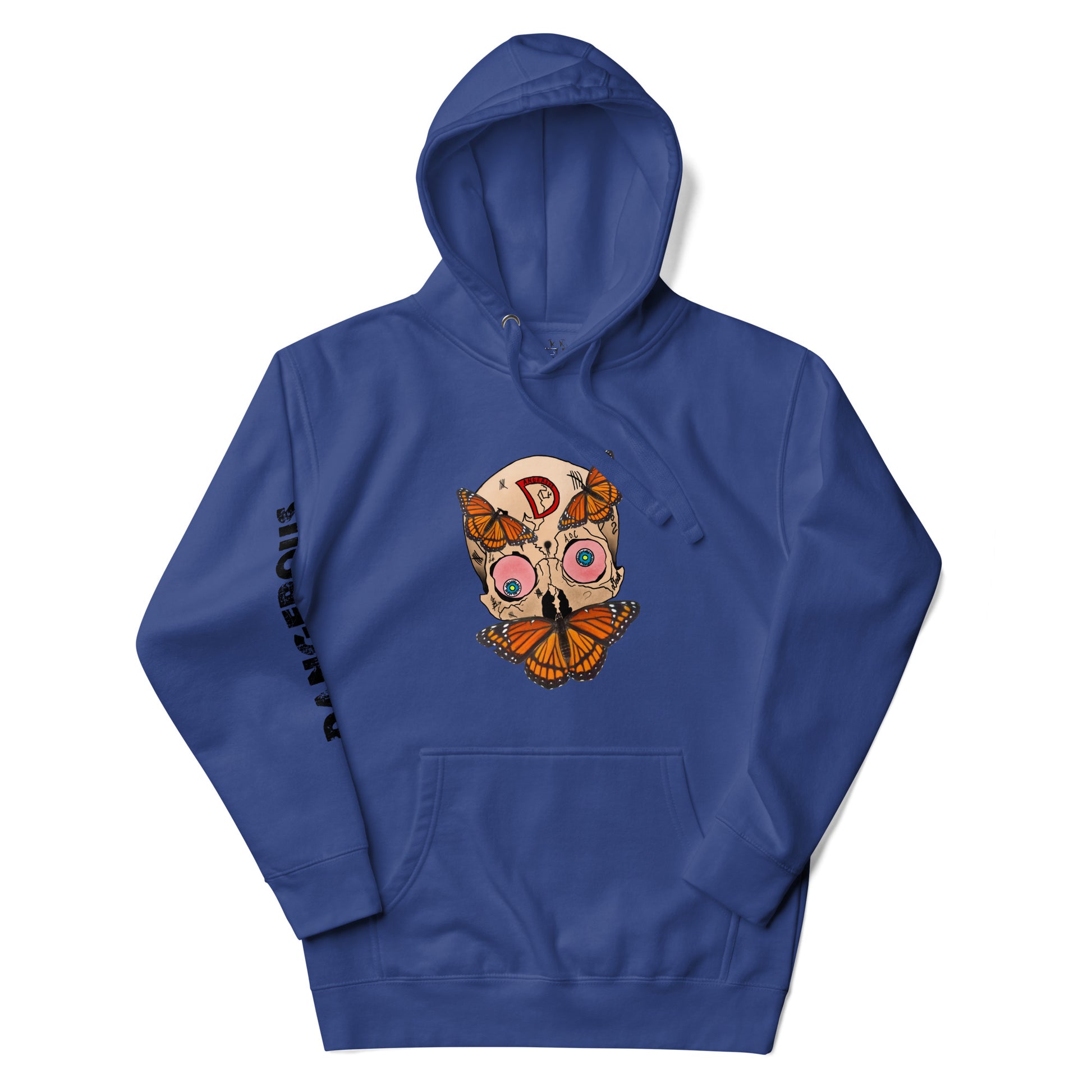 Monarch Skull Unisex Hoodie in team royal blue, front view